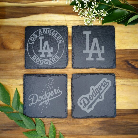 LA Dodgers Slate Coaster Set - Handcrafted Laser Engraved Drink Coasters MLB - Picture 3 of 8